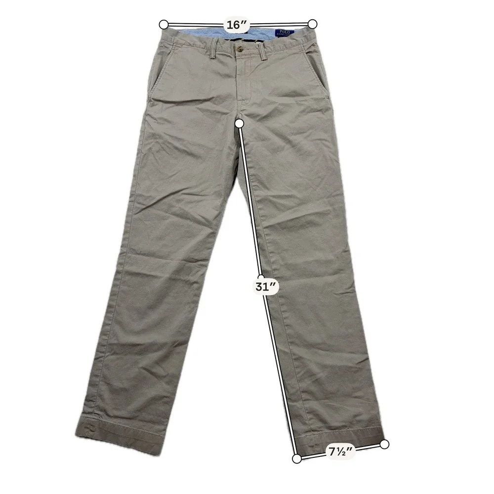 Polo Ralph Lauren Chino Pants 32/32 Stretch Cotton Twill Khaki Tan Mens